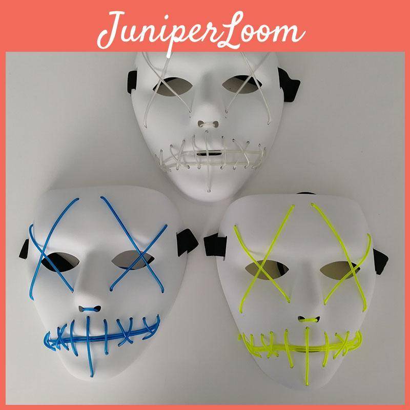 Halloween Läskig Mask Cosplay LED Kostymmask Eltråd Lyser Upp Filmen The Purge cm