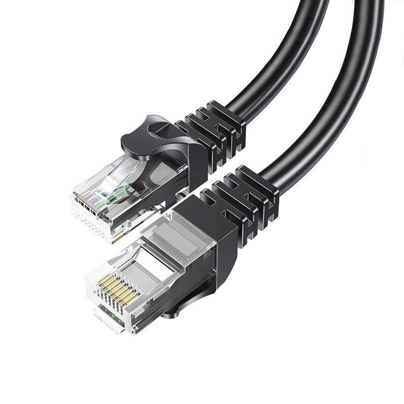 Essager Ethernet-kabel Cat6 Lan-kabel 10m UTP Cat 6 RJ 45 Splitter Nätverkskabel RJ45 Twisted Pair Patch-sladd för Laptop Router Round（2M） svart