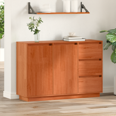 Sideboard med låda Brun 111 x 34 x 75 cm Massivt tallträ