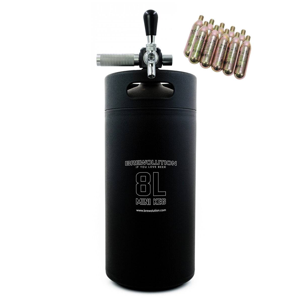 Brewolution Mini keg 8L inkl. tap cap og 10 stk. Co2 patroner.
