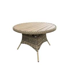 Cornelia Havebord I Brunmix Polyrattan Med Nonwood Lameller – Rundt