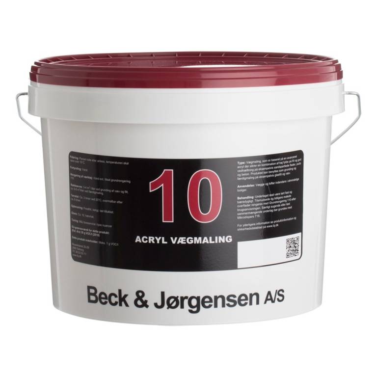 B&J Acryl Vægmaling Glans 10, 9 Liter