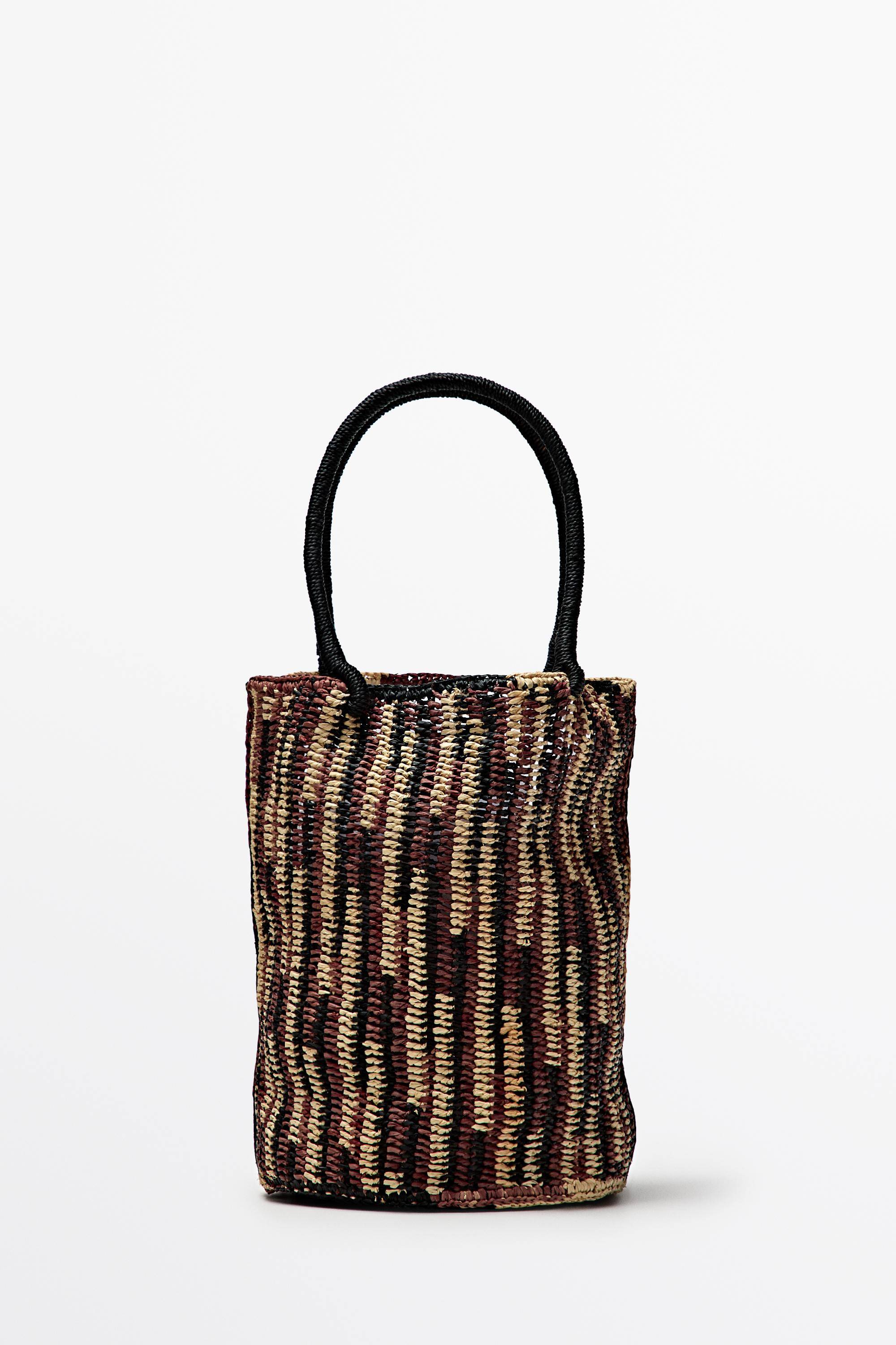 Massimo Dutti - Female - Mini Bucket-Taske I Rafiabast - Tegl - 01