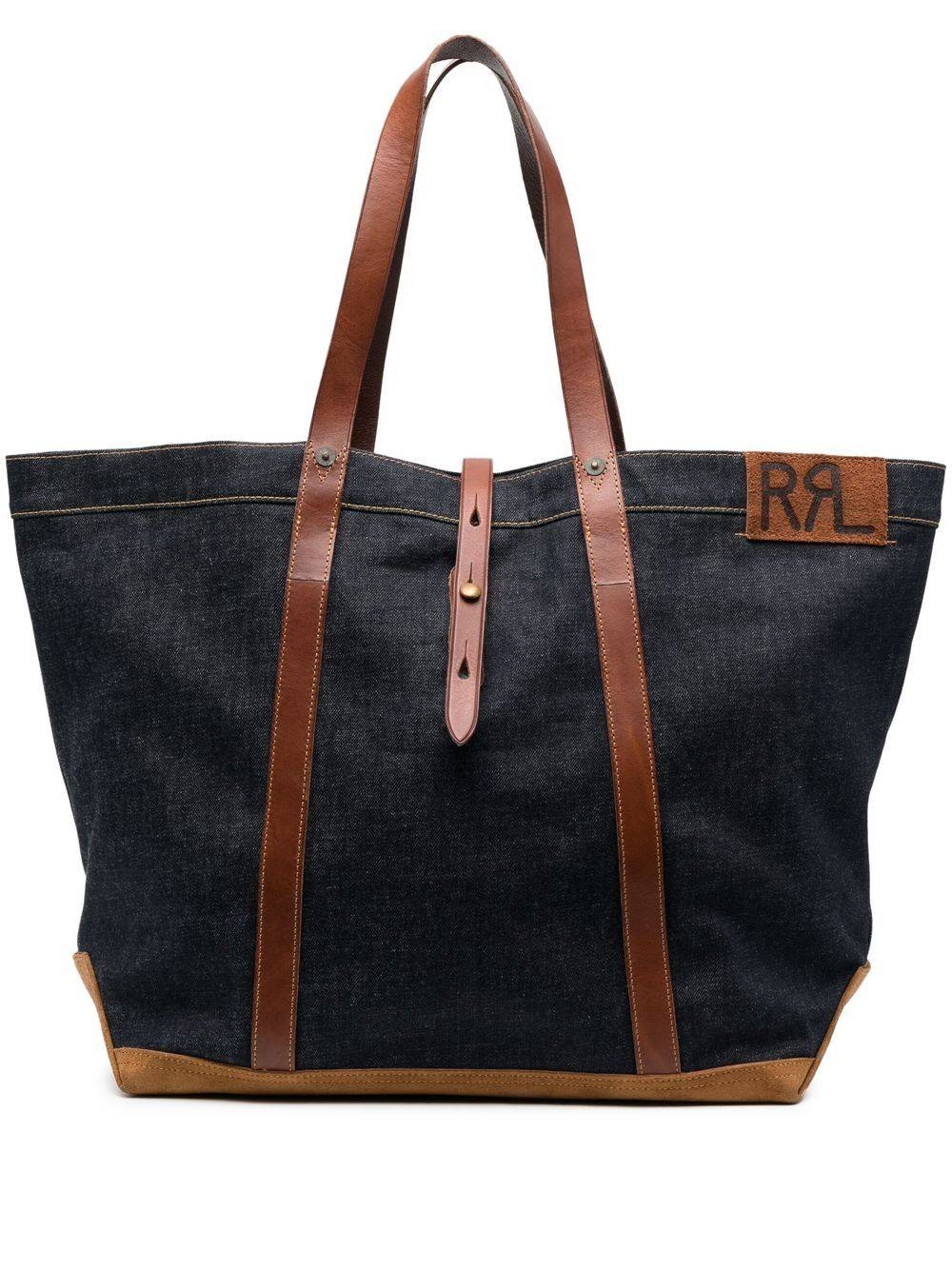 Ralph Lauren RRL - totebag i läder - herr - bomull/kalvskinn - OS - Blå
