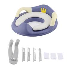 Kids Potty Training Seat Soft PU Cushion Splatter Proof Stable Base Slip Resistance Toilet Seat blå