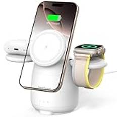 SwanScout Magnetisk Laddningsstation Kompatibla med iPhone 16, SwanScout 707M, 3-i-1 Trådlös Laddare Kompatibla med iPhone 15 14 13 12, Apple Watch 10-2/Ultra 2/SE 2 & AirPods 4/3/2/Pro (No Adapter)