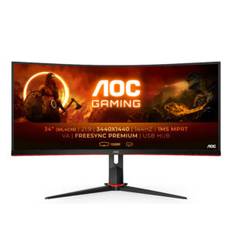 AOC G2 CU34G2X/BK computerskærm 86,4 cm (34″) 3440 x 1440 pixel Quad HD LED Sort, Rød