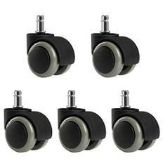 LIHAO 5 st hjul för kontorsstol, 10 mm stift, 50 mm, rulle, kontorsstol, möbelhjul, golvskydd, ersättning, kontorsstol, möbelhjul (grå)