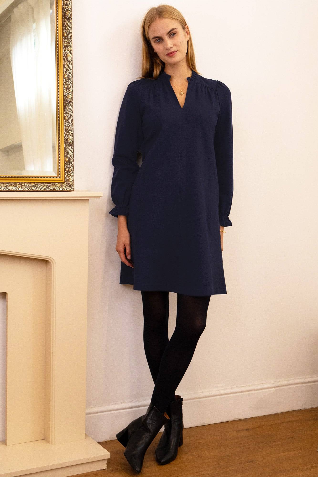 Aspiga Ladies Sustainable Bridie Ecovero Mini Dress Navy | L/14 - (UK 14/US 10/EU 42) | Regular Length | - navy