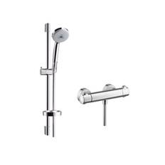 Hansgrohe Brausenkombination Croma 100 Multi/Ecostat 1001 sl und Duschstange Unica'C 65cm, 27086000