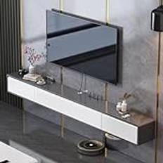 Flytande TV-skåp, flytande TV-bänk 160/180/200/220/240 cm, vägg-TV-bänk med dörr, flytande TV-skåp, stort förvaringsutrymme för vardagsrum (B, 220 cm)