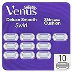 Gillette Venus Deluxe Smooth Swirl rakhyvel för kvinnor, 10 ersättningsblad (3 blad), för en mjuk, fuktgivande och skonsam rakning, hudkudde