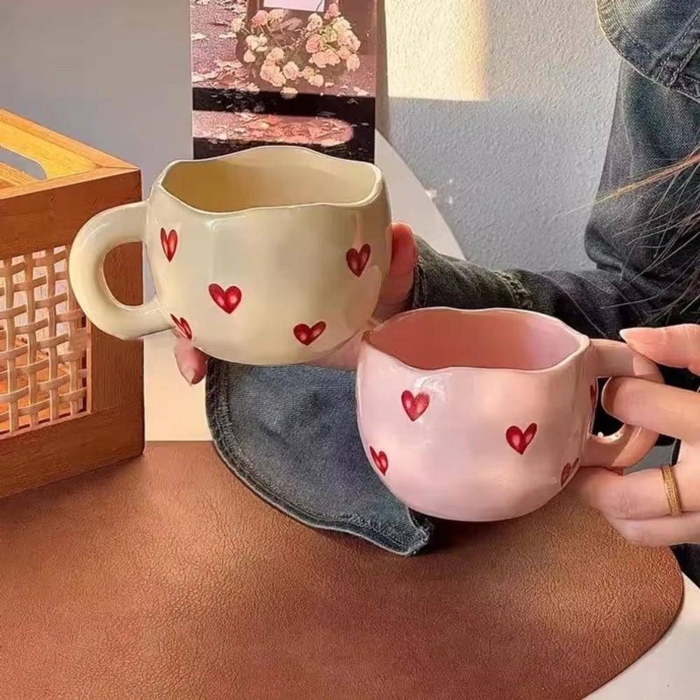 400 ml Mugg Romantisk Hjärta Vattenkopp Frukostbehållare Frukostmugg Bröllop rosa