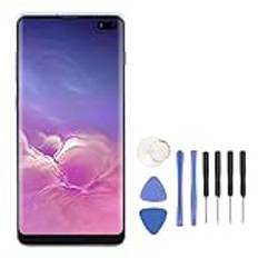 För Galaxy S10 Plus LCD-skärmbyte, OLED Display Digitizer-enhet med Ram, Fingeravtryck och Reparationsverktyg, För Galaxy S10 Plus SM-N975, 6,4 Tum (Grön)