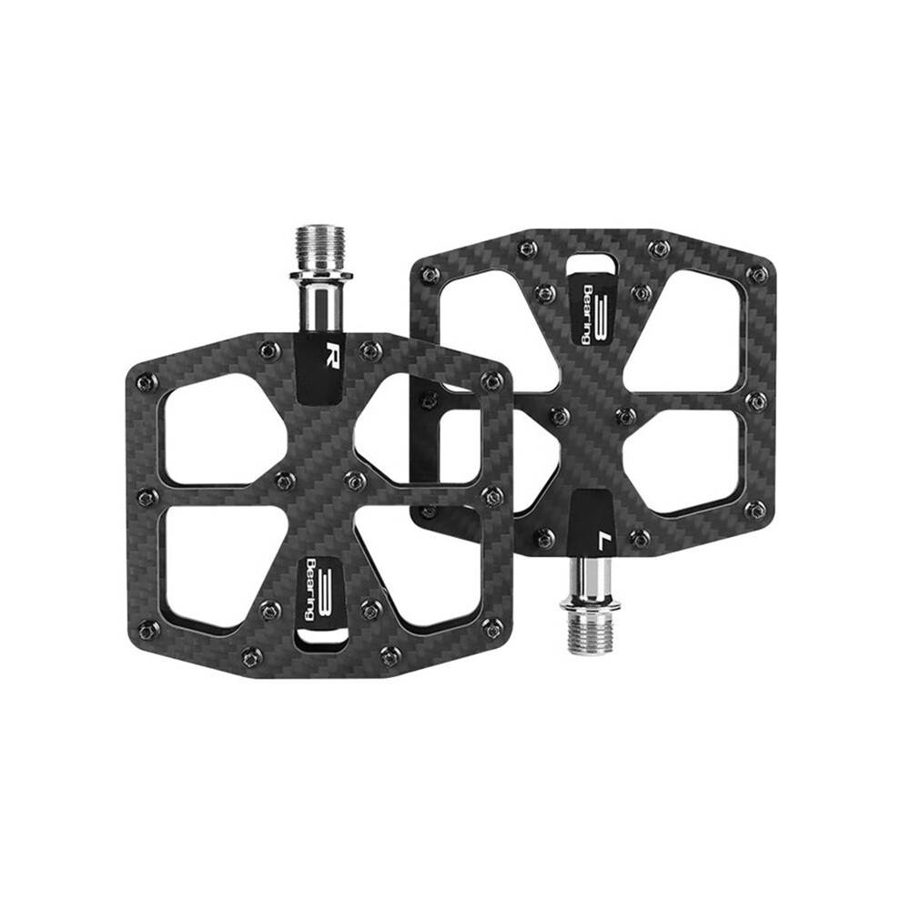 Carbon Fiber Bike Pedals Triple Bearing Anti-Slip Flat Pedals for Road Bikes Mountain Bikes Outdoor Cycling Use