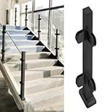 (en:Glasbalustrade inomhus utomhus glasräcke stolpar med klämma rostfritt stål svart däck balustrade set 24 tum/28 tum/32 tum/36 tum/38 tum/42 tum hög säkerhetsglas skyddsräcke (svart hörnstolpe H 105