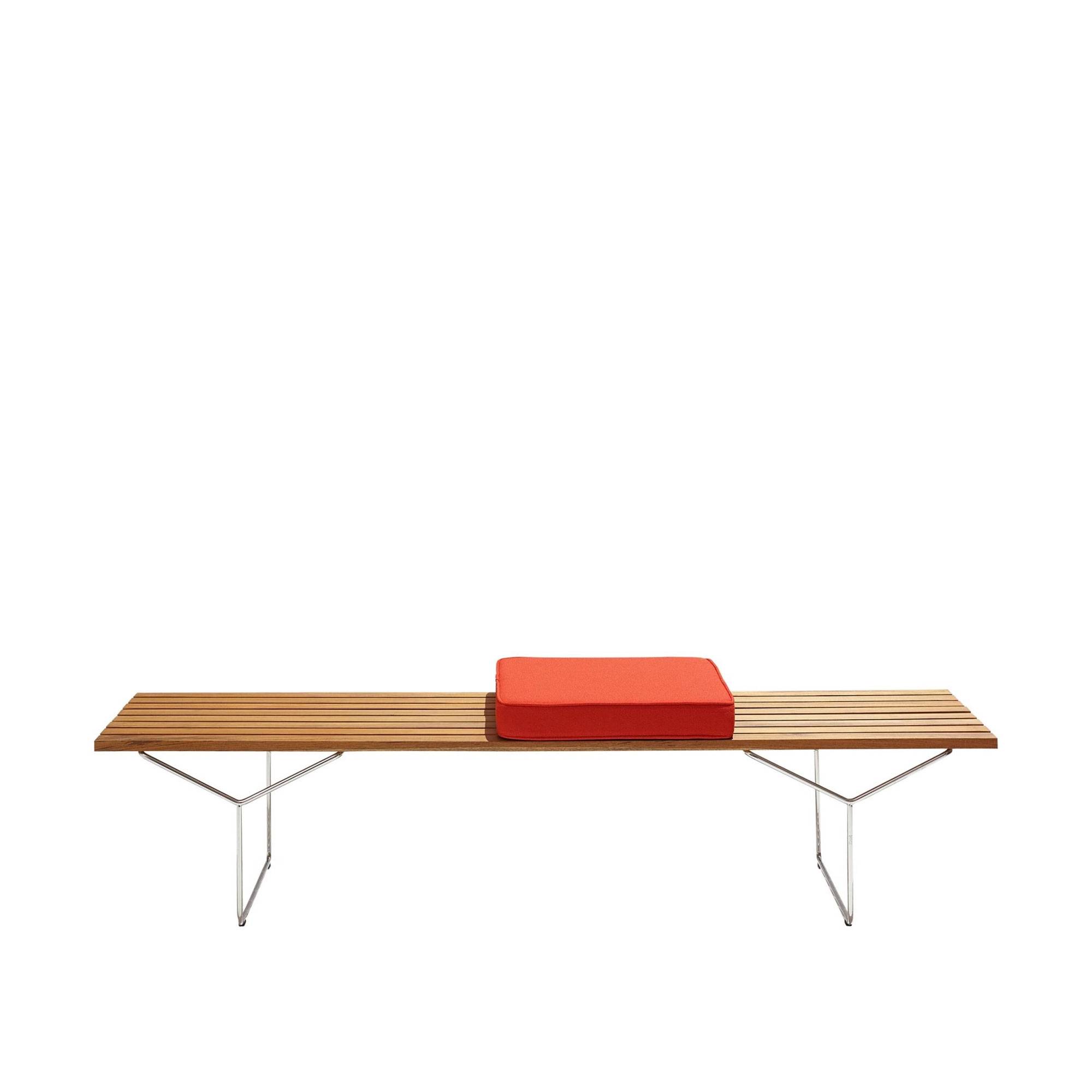 Knoll - Harry Bertoia Bench outdoor, slats in Teak, base in Stainless steel - Havebænke - Harry Bertoia - Træ farvet