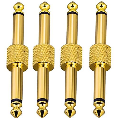 Greluma 4 St 6,3 mm Professionell Gitarrpedal Koppling, 1/4 tum TS Gitarr Effektpedal till Pedalkontakt Rak Typ, Guldpläterad