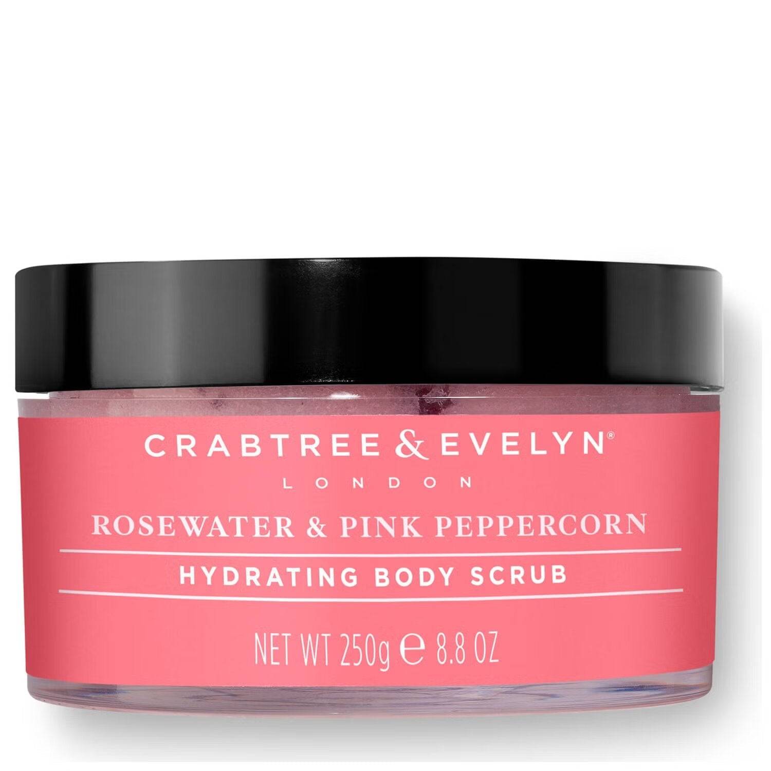 Crabtree & Evelyn Återfuktande kroppsskrubb med rosenvatten och rosa peppar 220 g