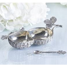 Nöt salt- och pepparskålar tenn - Silver (B: 14 x H: 3 cm)