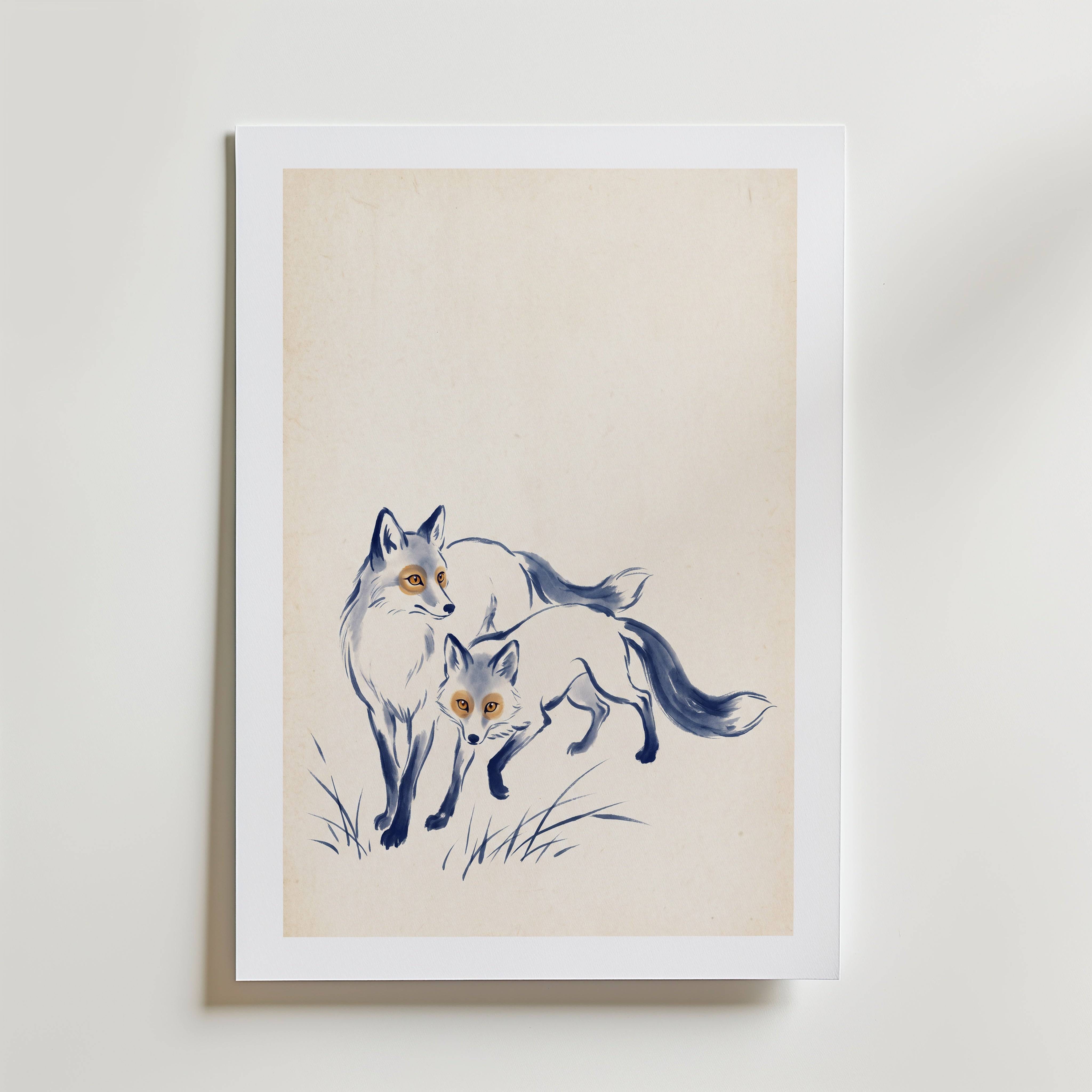 Golden Fox - Premium Canvas 50x70 cm Med passepartout