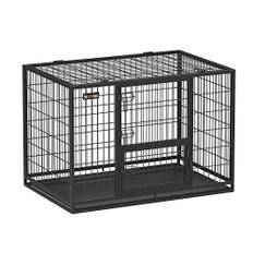 Kraftig Hundekasse Kæledyrskasse 42 X 27,5 X 29,5 Tommer til Store og Mellemstore Hunde Sikker 2 Aftagelige Låger Let At Rengøre Hvalpeløb Xl Sort