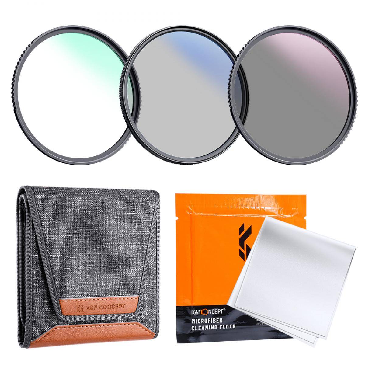KENTFAITH 49mm MCUV+CPL+ND4 Lens Filter Kit with Lens Cleaning Cloth and Filter Bag Nano-Klear