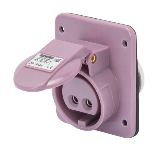 CEE infällt uttag 10° 3P 16A 24V lila IP44