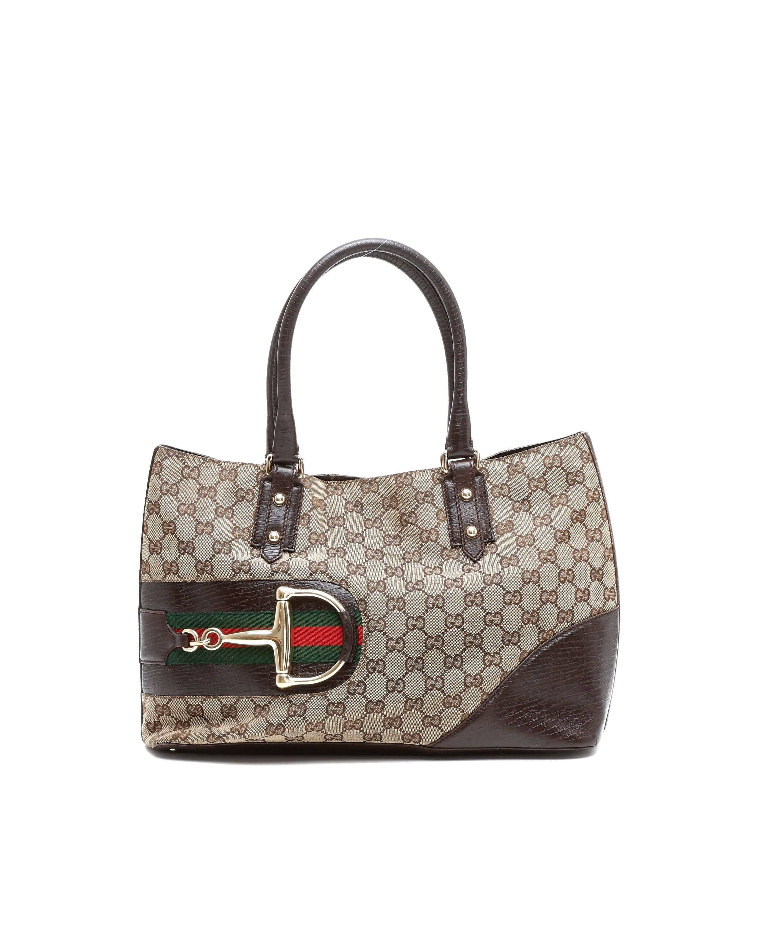 Gucci GG Horsebit Tote Bag - Brown - One Size