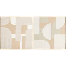 Moderne Skandinavisk Hvid Beige Maleri Hjem ESPRIT (Sæt af 2) - 90 x 3,8 x 90 cm