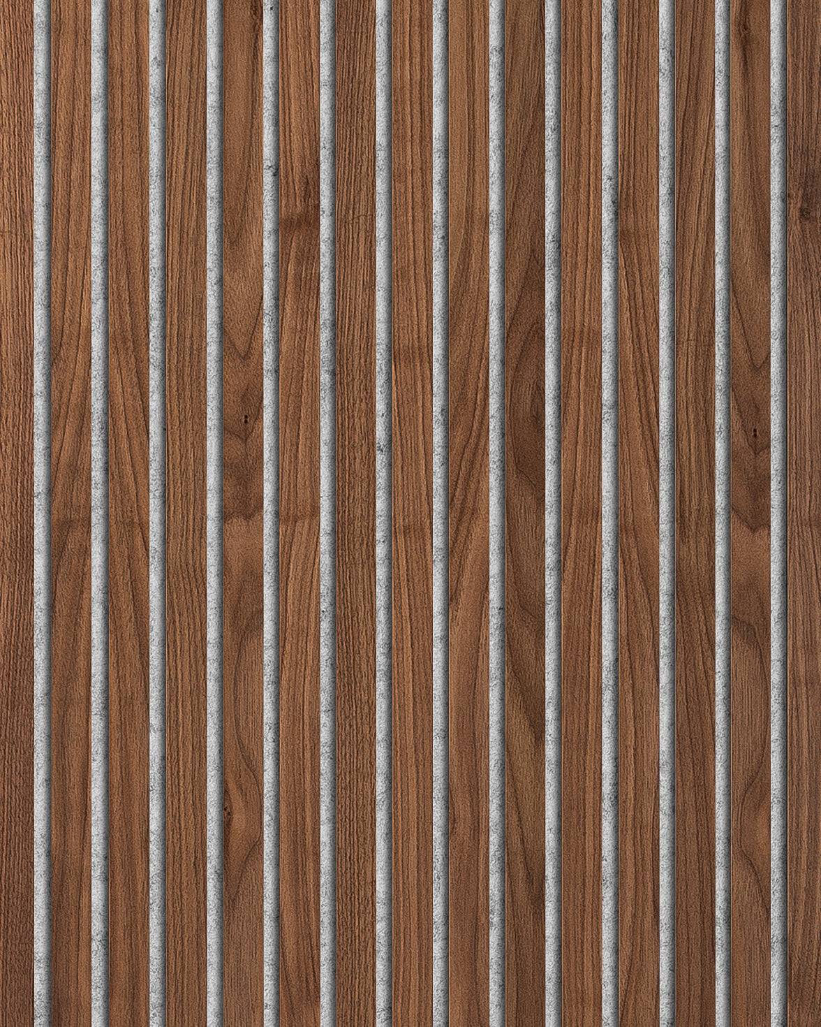 Akustikpanel Valnöt Oljad | Exklusiv akustikpanel Ljusgrå / 2400x280mm