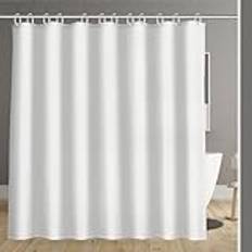 Carttiya Duschdraperiform, vita duschdraperier, mögelbeständiga och vattentäta och tvättbara, med rostfria krokar och viktad fåll, för badkar och duschkabin, 240 x 200 cm (94 x 78 tum)