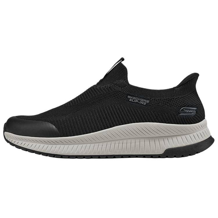 Skechers Bobs Mens Comfortable Durable Slip-Ons Soft Sole Casual Walking Shoes Breathable Shock Absorbing Lightweight Men sneaker Black 118415-BLK cm