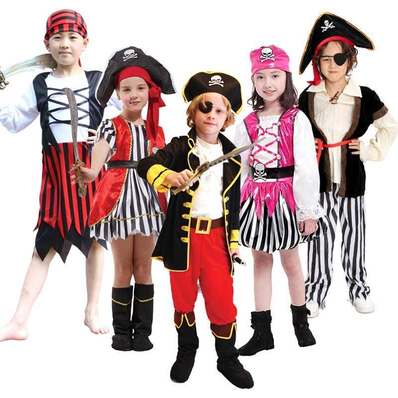 Halloween Cos Kostym Barn Piratkläder Festkostym Karibisk Piratkaptén Jack Utklädnad cm