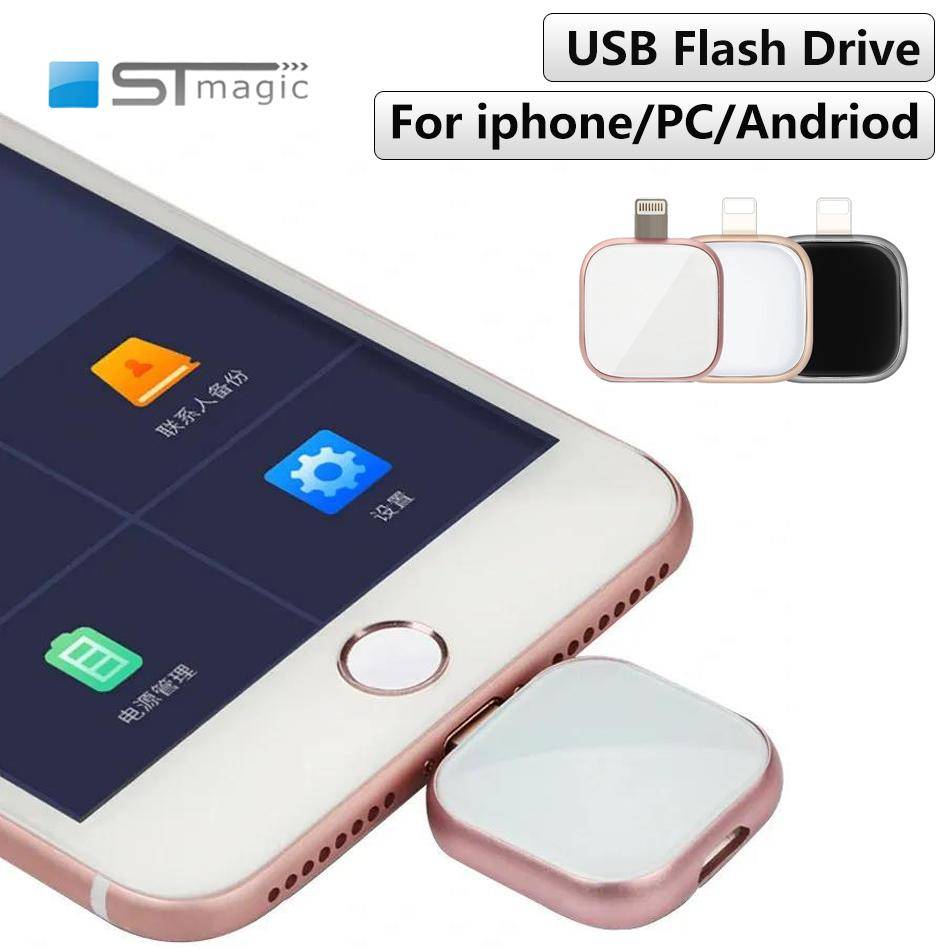 Stmagic Pendrive för iPhone 128GB 256GB IOS Memory Stick Lightning USB-minne för Iphone7/8/9/11/12/13 / Ipad Macbook Window Android svart