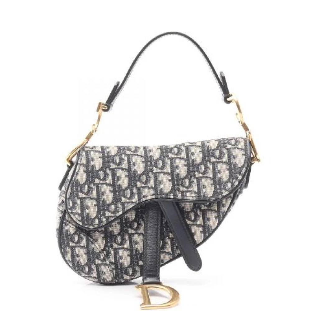 Dior Vintage Pre-owned Saddle Bag Mini Oblique Jacquard - Vintage - Dame - Beige - ONE SIZE - Læder