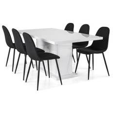 Concept 55 Ratliff Förlängningsbar Matgrupp 180 cm med 6 Nibe Stol - Vit/Svart Matgrupper Vit Trä