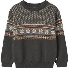 Wheat Jacquard Pullover Elias Str 122/7y - Raven Toppe Bomuld hos Magasin