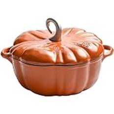 4qt Pumpkin Cocotte, Pumpkin Cast Iron Dutch Oven, 3.7L Pumpkin Shape Cooking Pot Enamel Pot, Pumpkin Pot with Lid, Enameled Cast Iron Dutch Oven, Decor Pot Gift,Orange,3.7L