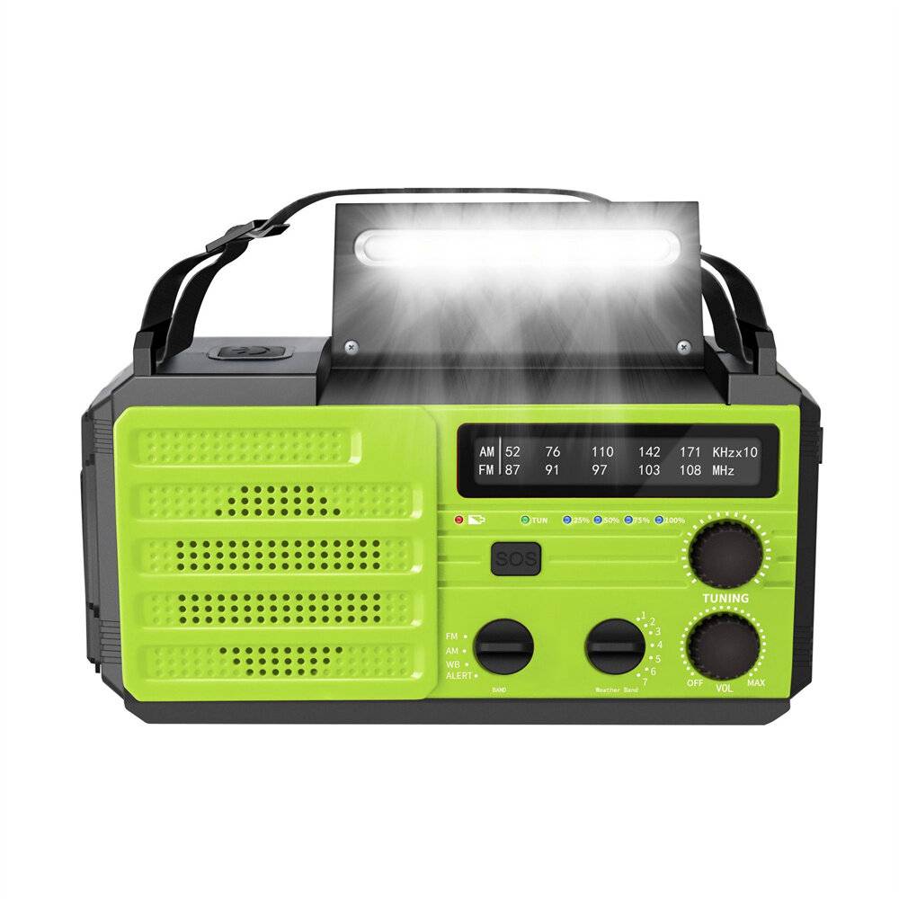Nödvevradio med LED-ficklampa för nödsituationer, AM/FM NOAA bärbar väderapparat med 8000mAh powerbank telefonladdare, U