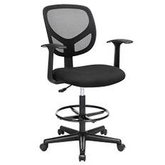 SONGMICS Kontorstol Ergonomisk arbejdsstol med armlæn Sort