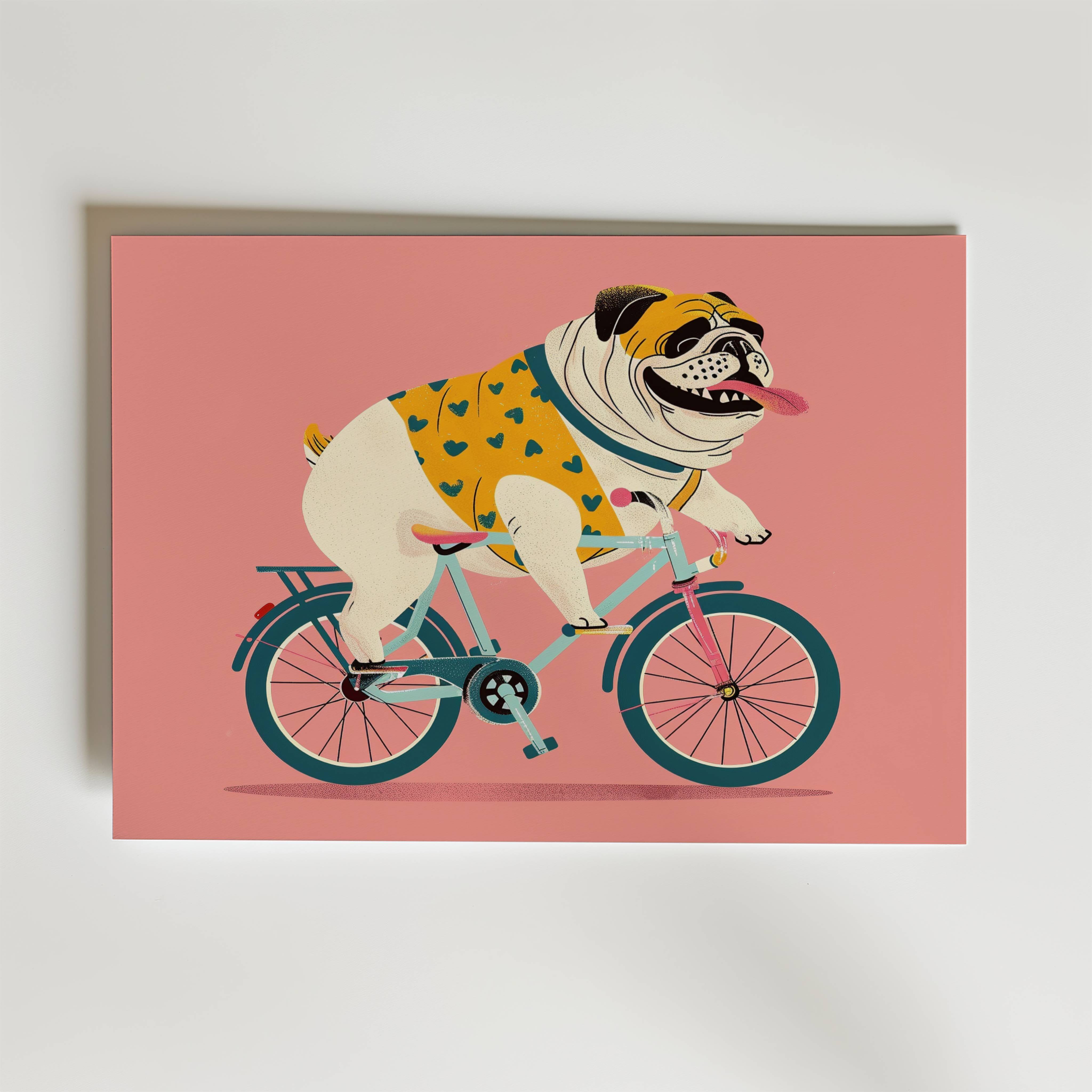 Biking Bulldog Poster - Fine Art Poster 70x100 cm