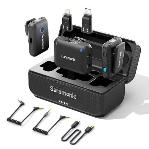 Saramonic Blink500 B2+ Micro 2-personer trådlöst lavalier-mikrofonsystem för kameror, iPhone Android-dator, minimikrofon för intervju Vlog Live Stream Podcast videoinspelning