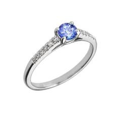 Tanzanite & Diamond Subtle Gemstone Ring in 9ct White Gold - white gold/purple