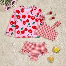 Baddräkt med tryck för babyflickor/småbarn, tvådelad baddräkt för stranden/resorten, matchande syskonkläder (2 set säljs separat) - Multifärgad (6-9M,9-12M,12-18M,18-24M,2-3Y)