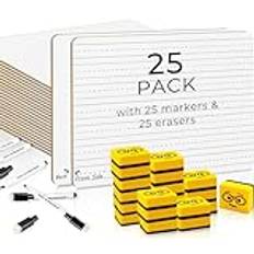 25-pack whiteboard A4, Ohuhu 22 x 30 cm mini whiteboard dubbelsidig fodrad/tom, bärbar torr radering whiteboard med pennor radergummi, A4 liten whiteboard för att rita lärande hem skola klassrum