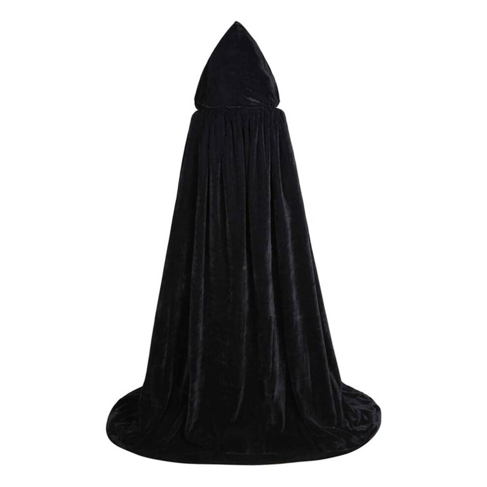 Sort satinkappe med hætte til Halloween