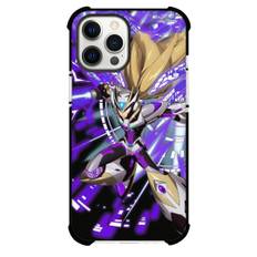 Mega Man Black Zero Phone Case For iPhone And Samsung Galaxy Devices - Black Zero Attacking Purple Flash Cartoon Art