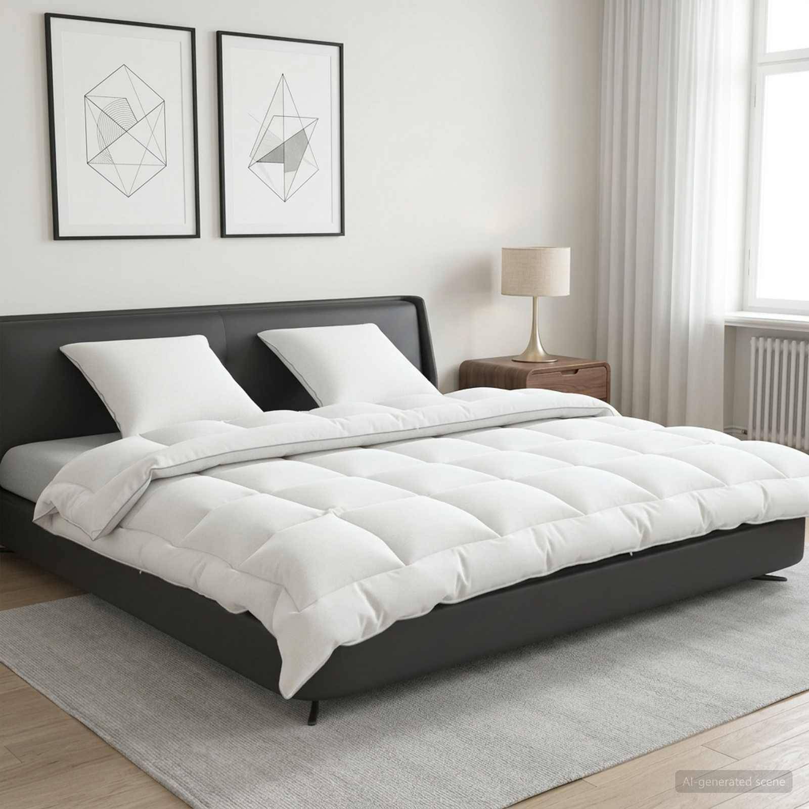 vidaXL Dyne- og puddesæt 3 stk. 220x260 cm 4 årstider 220 GSM Uld Hvid