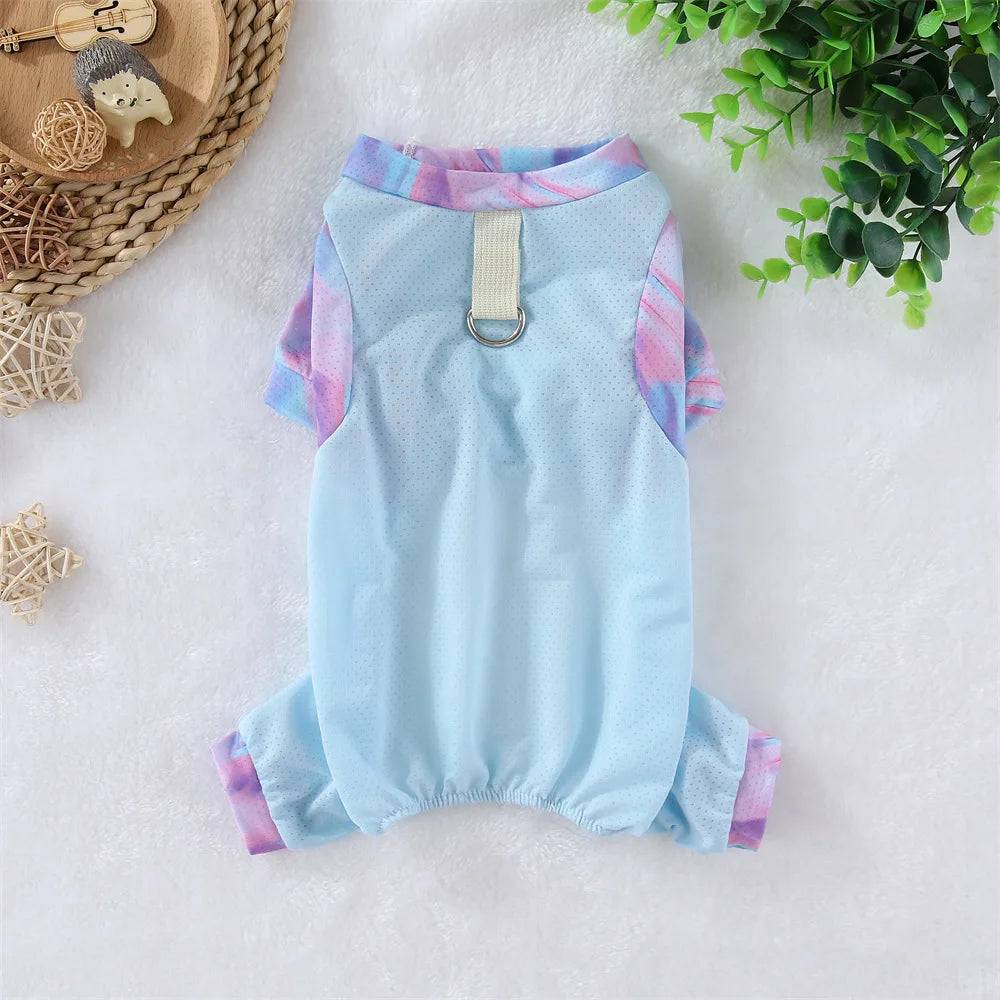 Ice Silk Cooling Jumpsuit for Small Dogs - Lace Blue / 3XL (3XL)